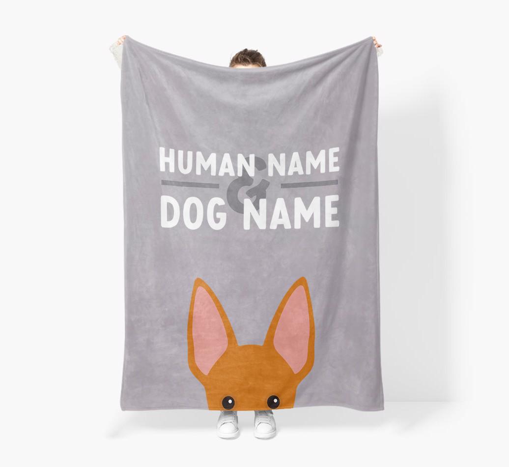 Human & Dog Name: Personalised {breedFullName} Premium Sherpa Fleece Blanket