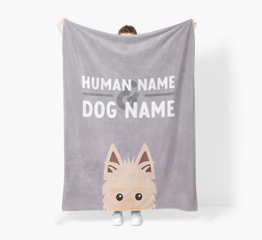 Human & Dog Name: Personalized {breedFullName} Premium Sherpa Fleece Blanket