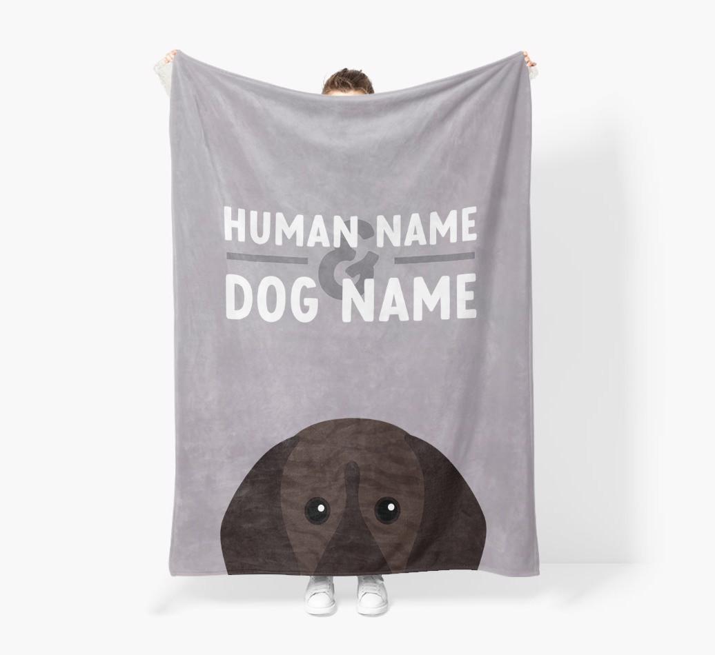Human & Dog Name: Personalized {breedFullName} Premium Sherpa Fleece Blanket