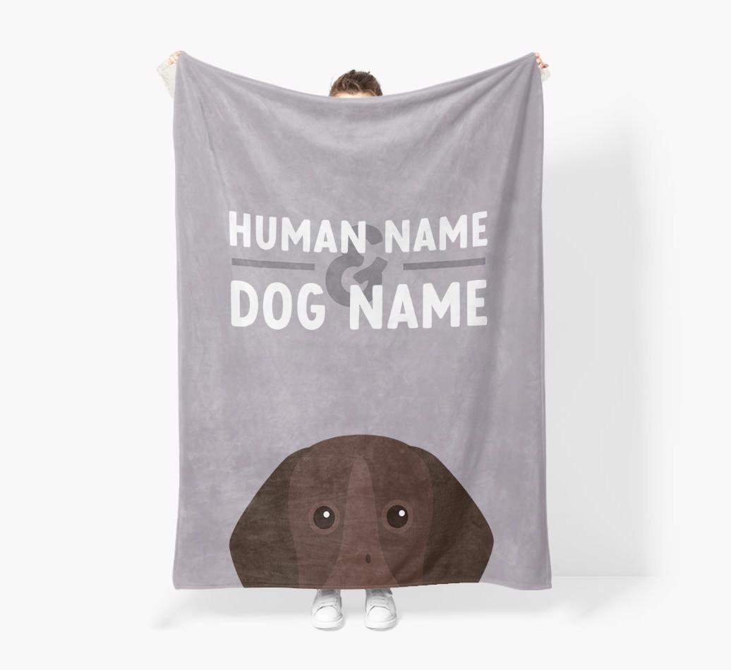 Human & Dog Name: Personalized {breedFullName} Premium Sherpa Fleece Blanket
