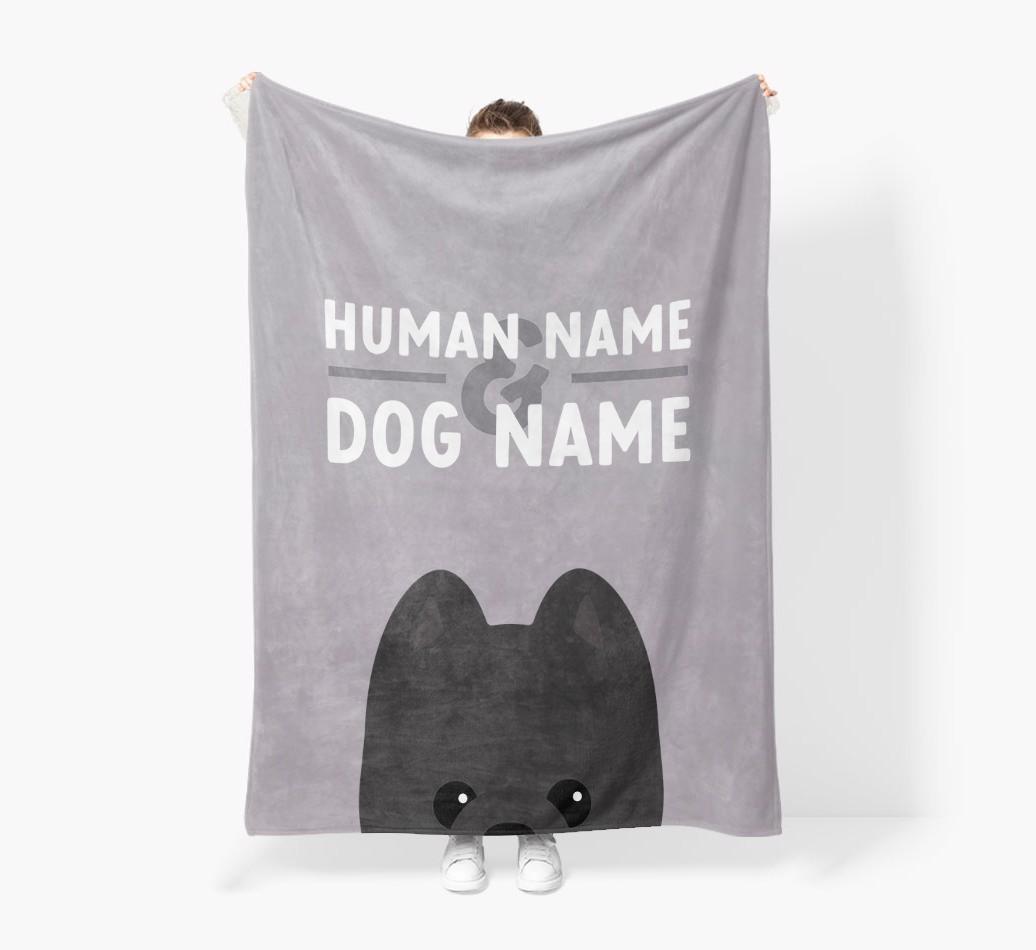 Human & Dog Name: Personalized {breedFullName} Premium Sherpa Fleece Blanket