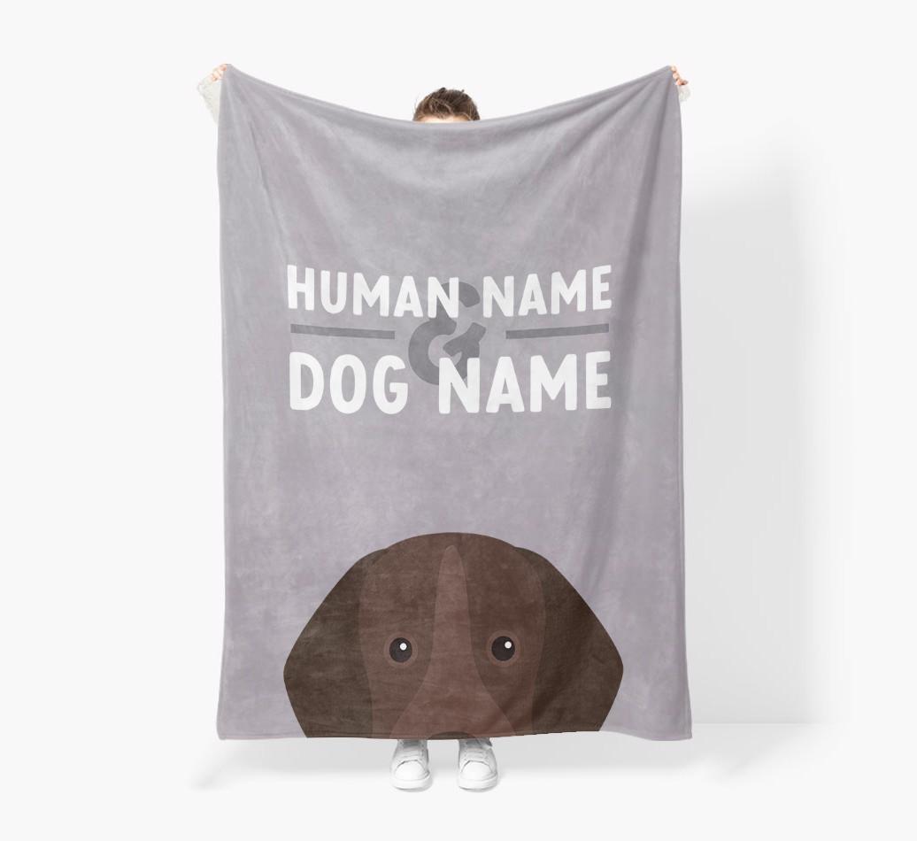 Human & Dog Name: Personalized {breedFullName} Premium Sherpa Fleece Blanket
