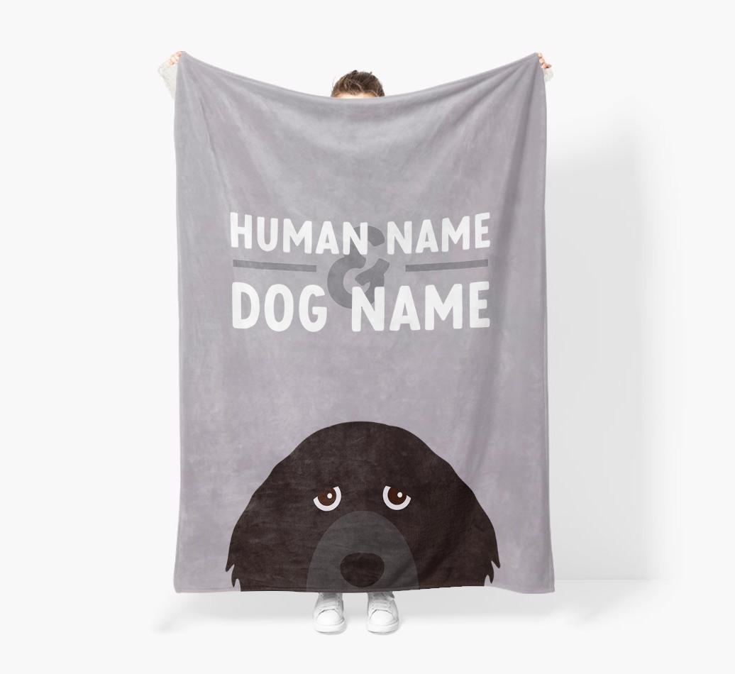 Human & Dog Name: Personalized {breedFullName} Premium Sherpa Fleece Blanket