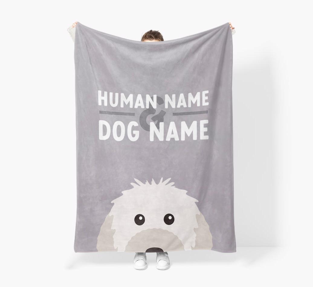 Human & Dog Name: Personalized {breedFullName} Premium Sherpa Fleece Blanket