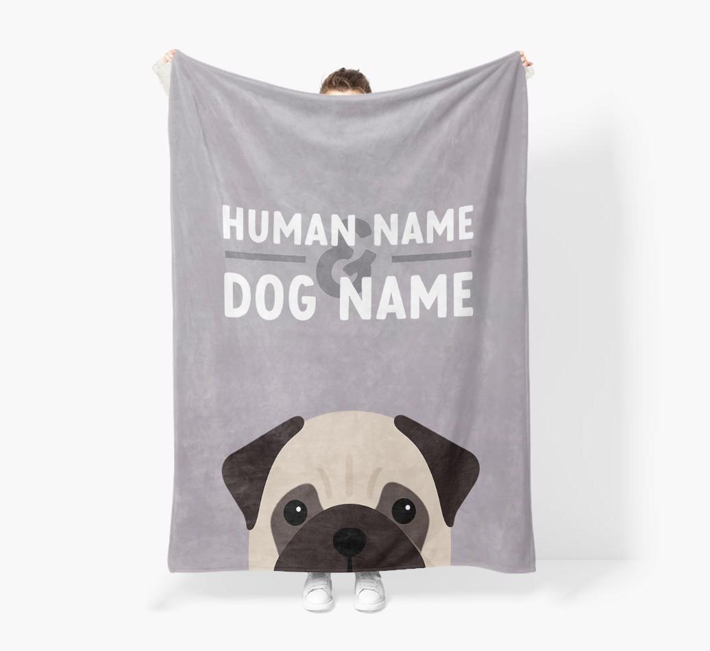 Human & Dog Name: Personalized {breedFullName} Premium Sherpa Fleece Blanket