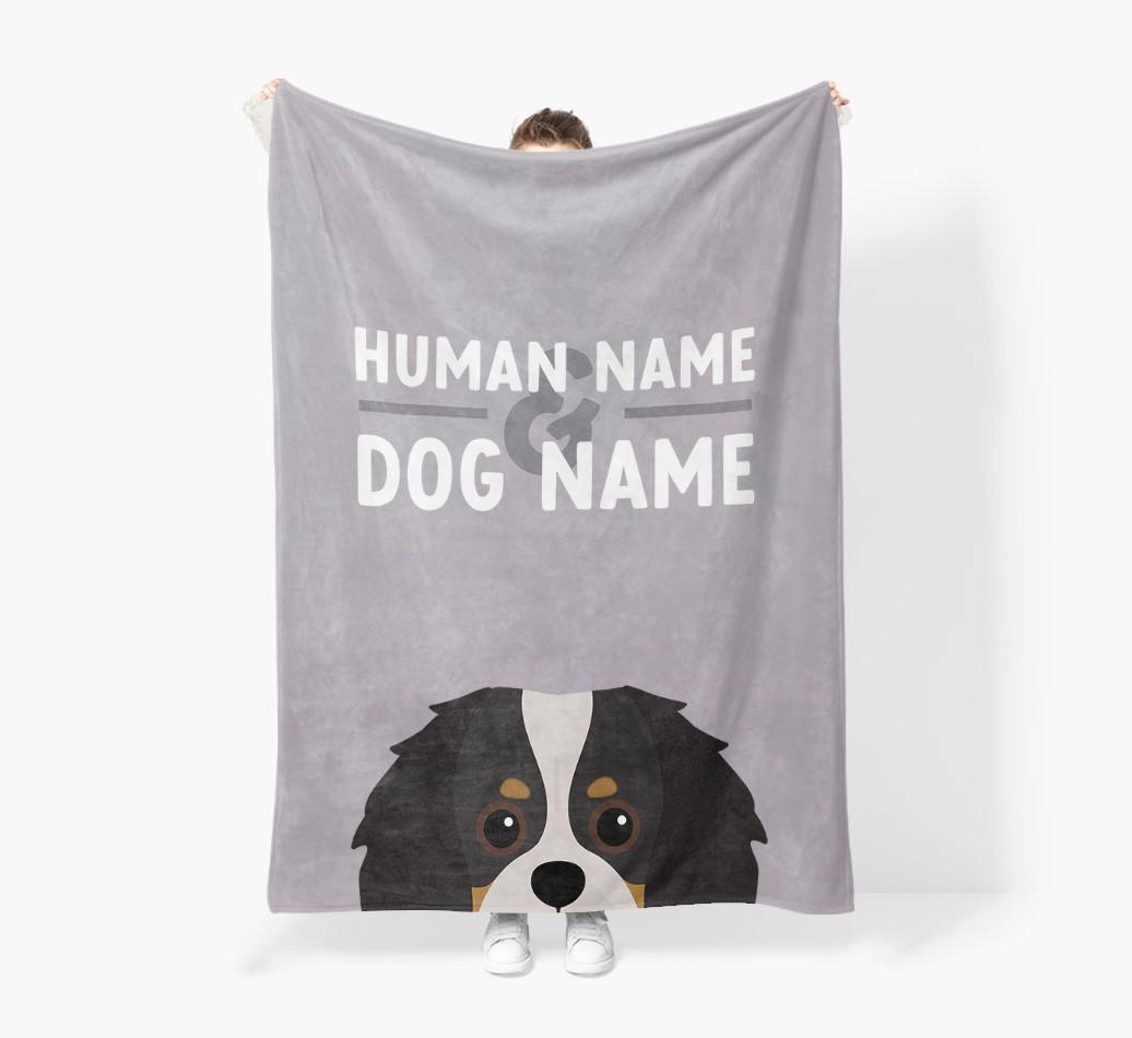 Human & Dog Name: Personalized {breedFullName} Premium Sherpa Fleece Blanket