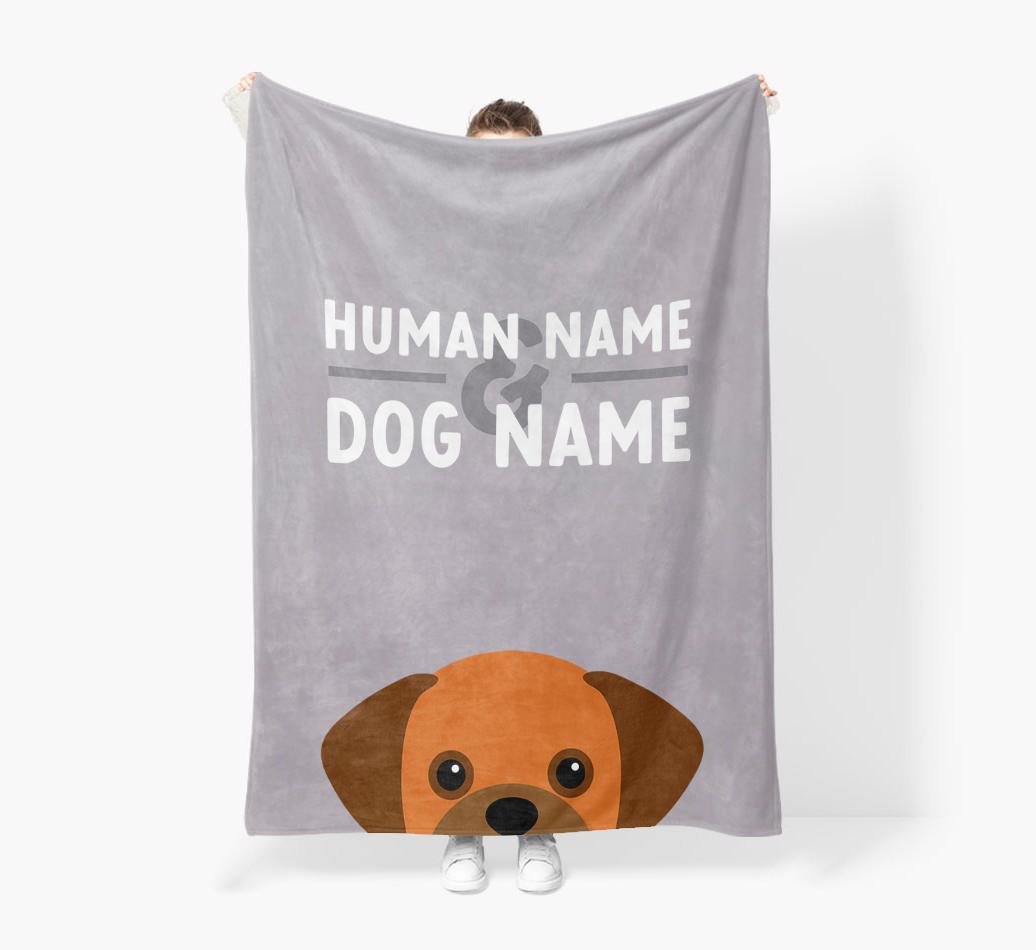 Human & Dog Name: Personalized {breedFullName} Premium Sherpa Fleece Blanket