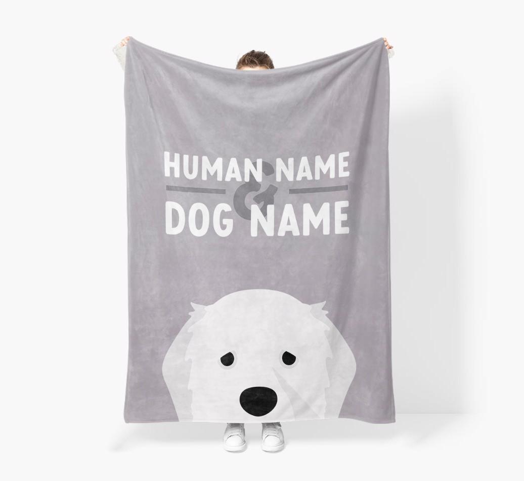 Human & Dog Name: Personalized {breedFullName} Premium Sherpa Fleece Blanket