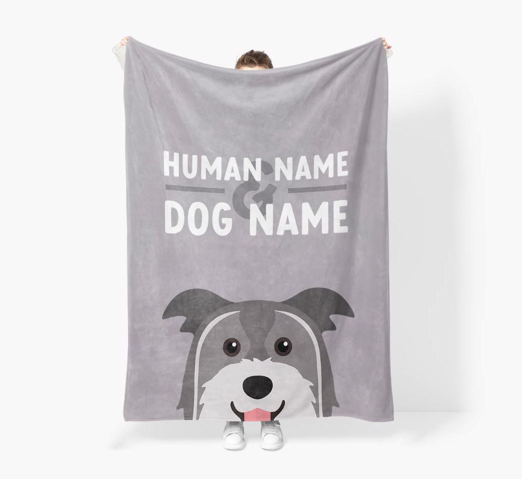 Human & Dog Name: Personalized {breedFullName} Premium Sherpa Fleece Blanket
