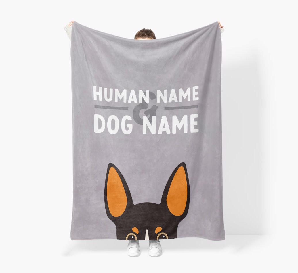 Human & Dog Name: Personalized {breedFullName} Premium Sherpa Fleece Blanket