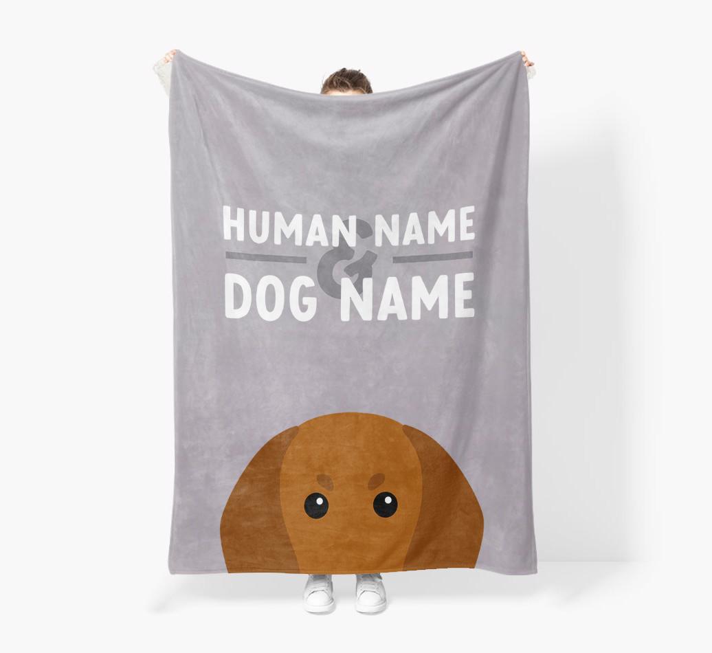 Human & Dog Name: Personalized {breedFullName} Premium Sherpa Fleece Blanket