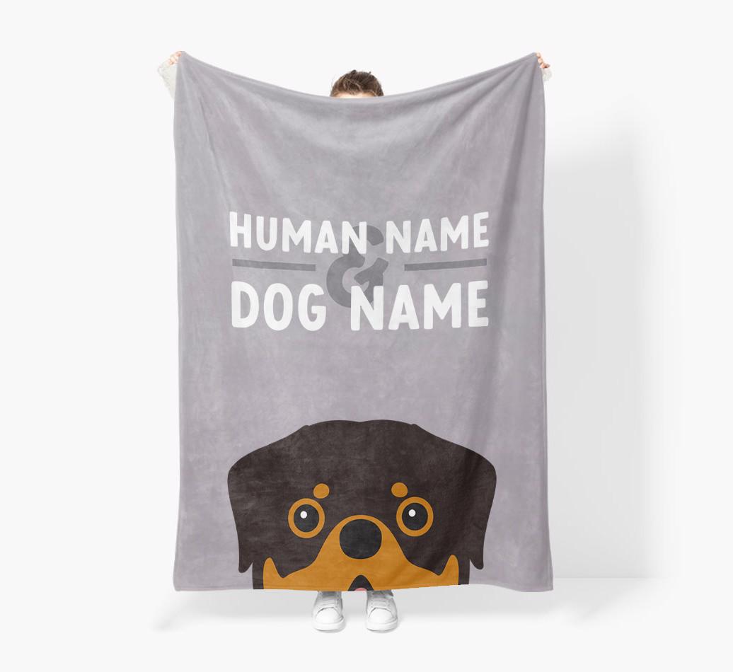 Human & Dog Name: Personalized {breedFullName} Premium Sherpa Fleece Blanket