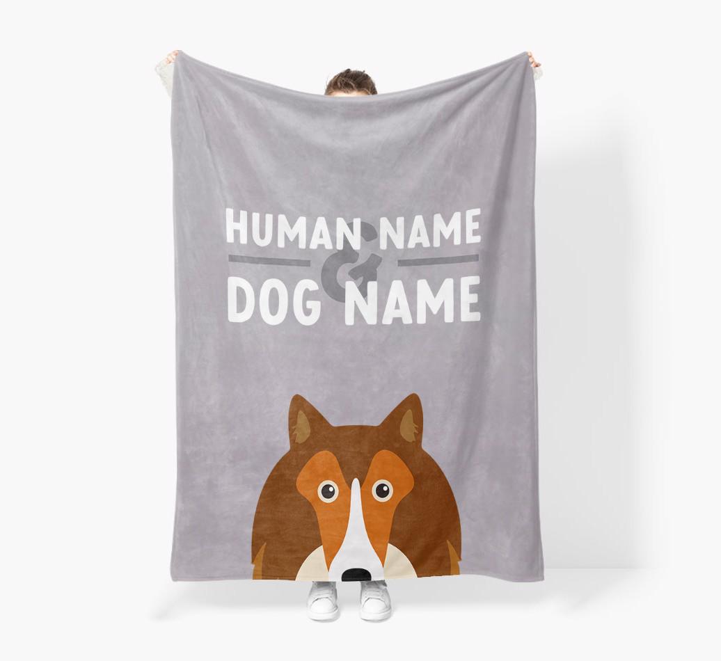 Human & Dog Name: Personalized {breedFullName} Premium Sherpa Fleece Blanket