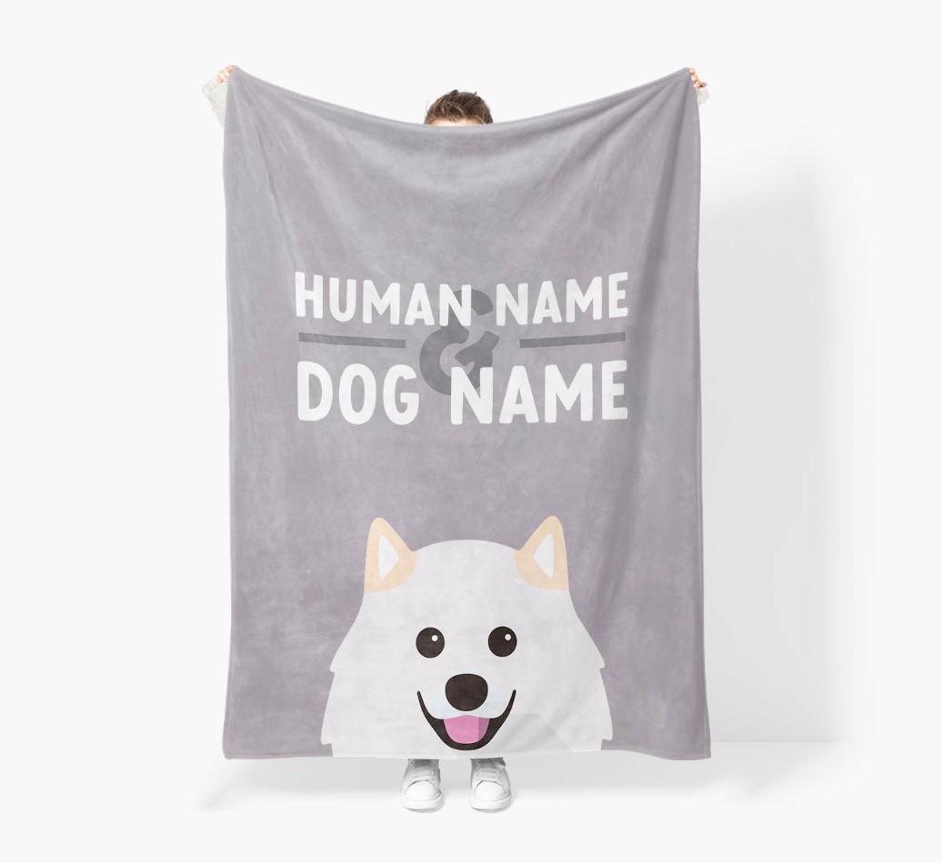 Human & Dog Name: Personalized {breedFullName} Premium Sherpa Fleece Blanket