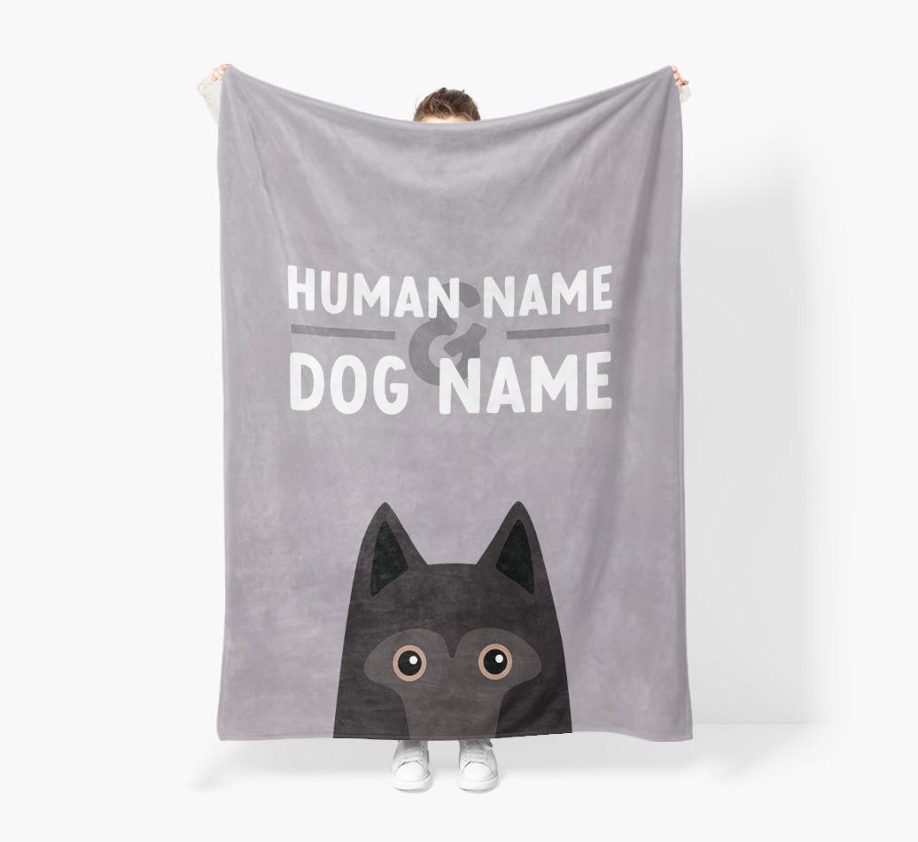Human & Dog Name: Personalized {breedFullName} Premium Sherpa Fleece Blanket