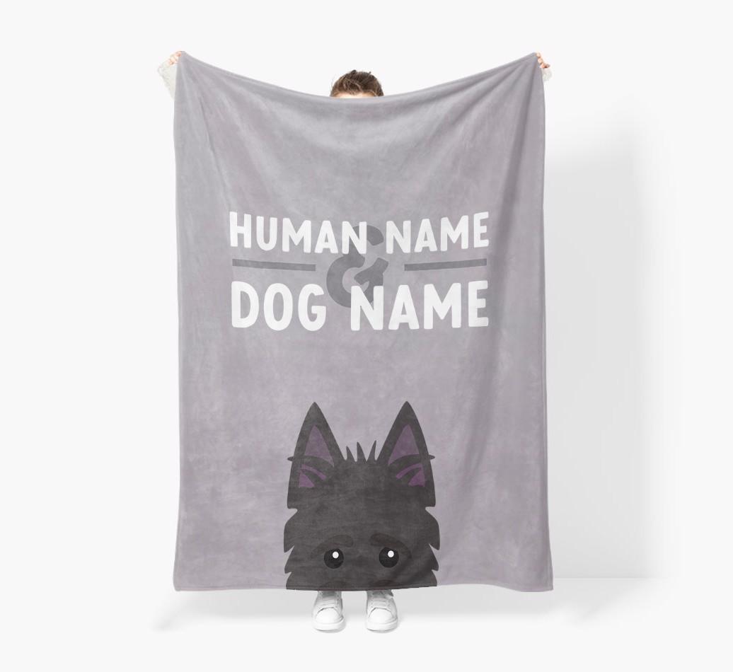 Human & Dog Name: Personalized {breedFullName} Premium Sherpa Fleece Blanket