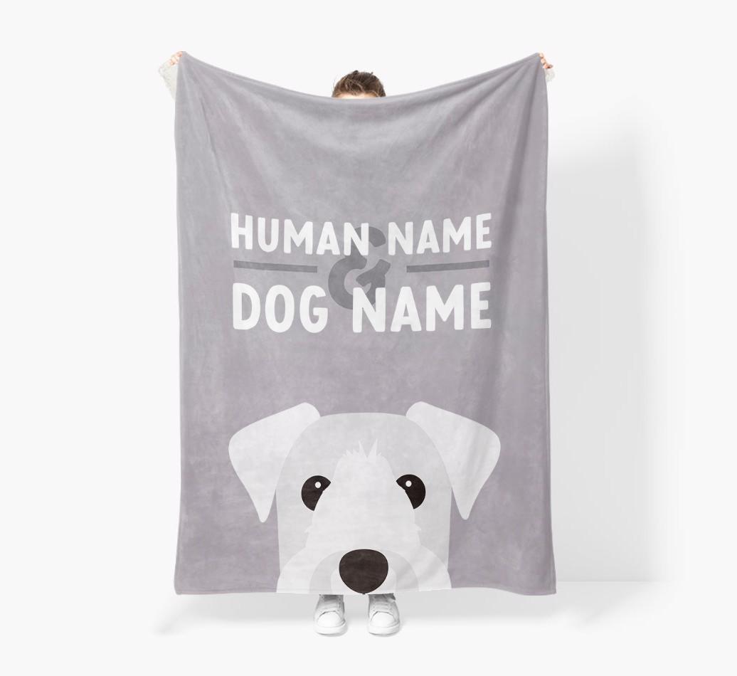Human & Dog Name: Personalized {breedFullName} Premium Sherpa Fleece Blanket