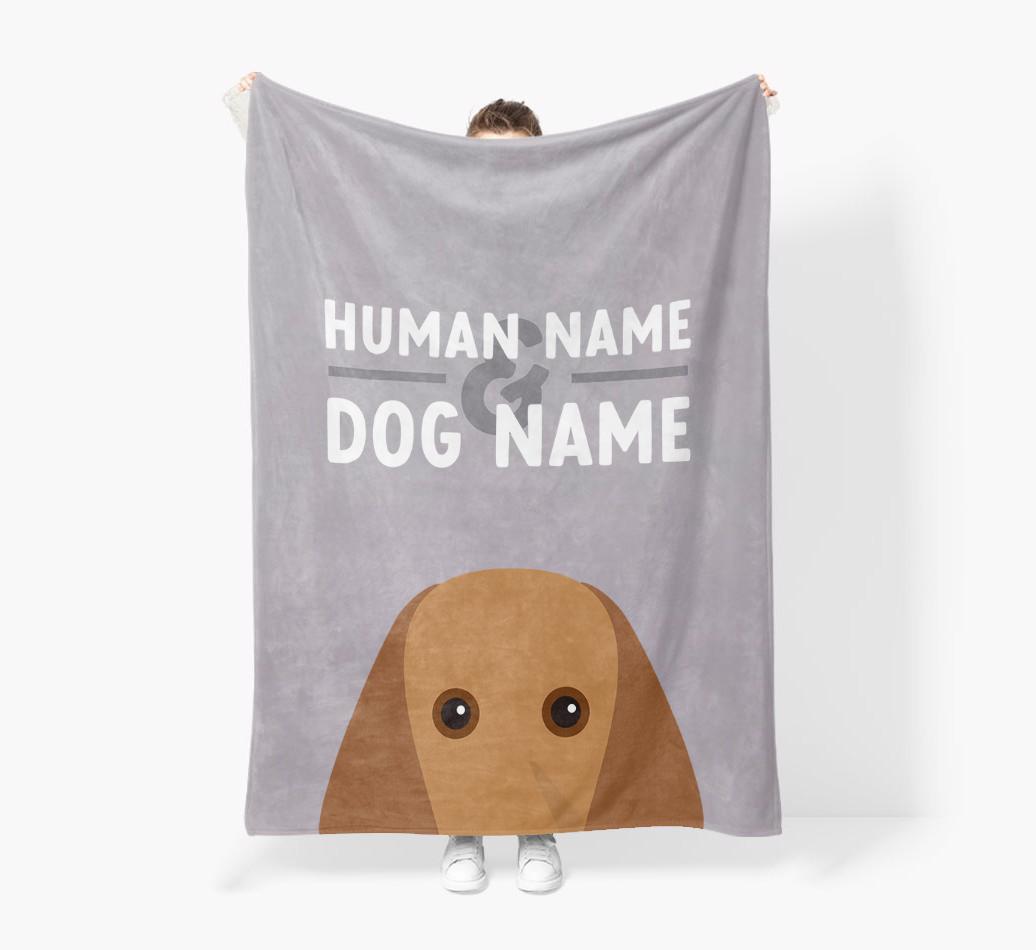 Human & Dog Name: Personalized {breedFullName} Premium Sherpa Fleece Blanket
