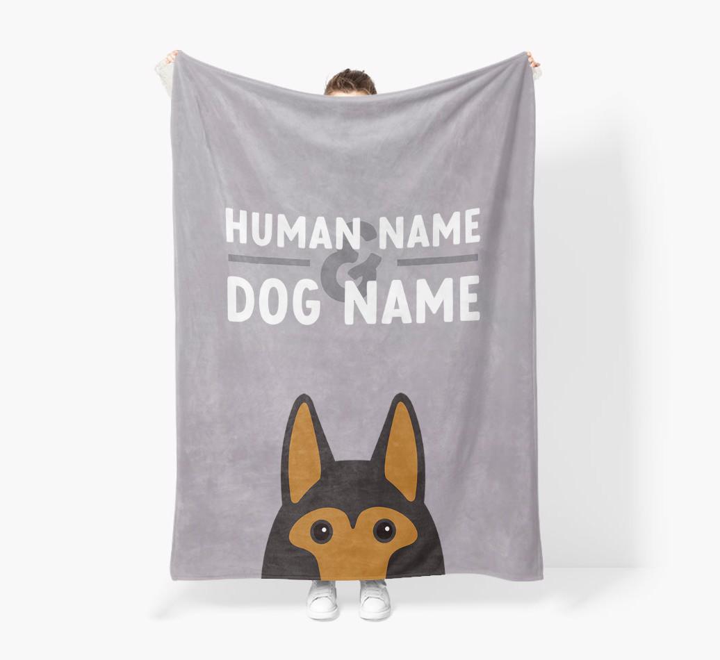Human & Dog Name: Personalized {breedFullName} Premium Sherpa Fleece Blanket