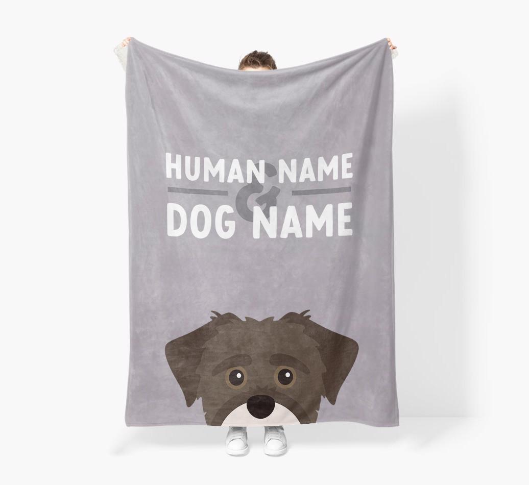 Human & Dog Name: Personalized {breedFullName} Premium Sherpa Fleece Blanket