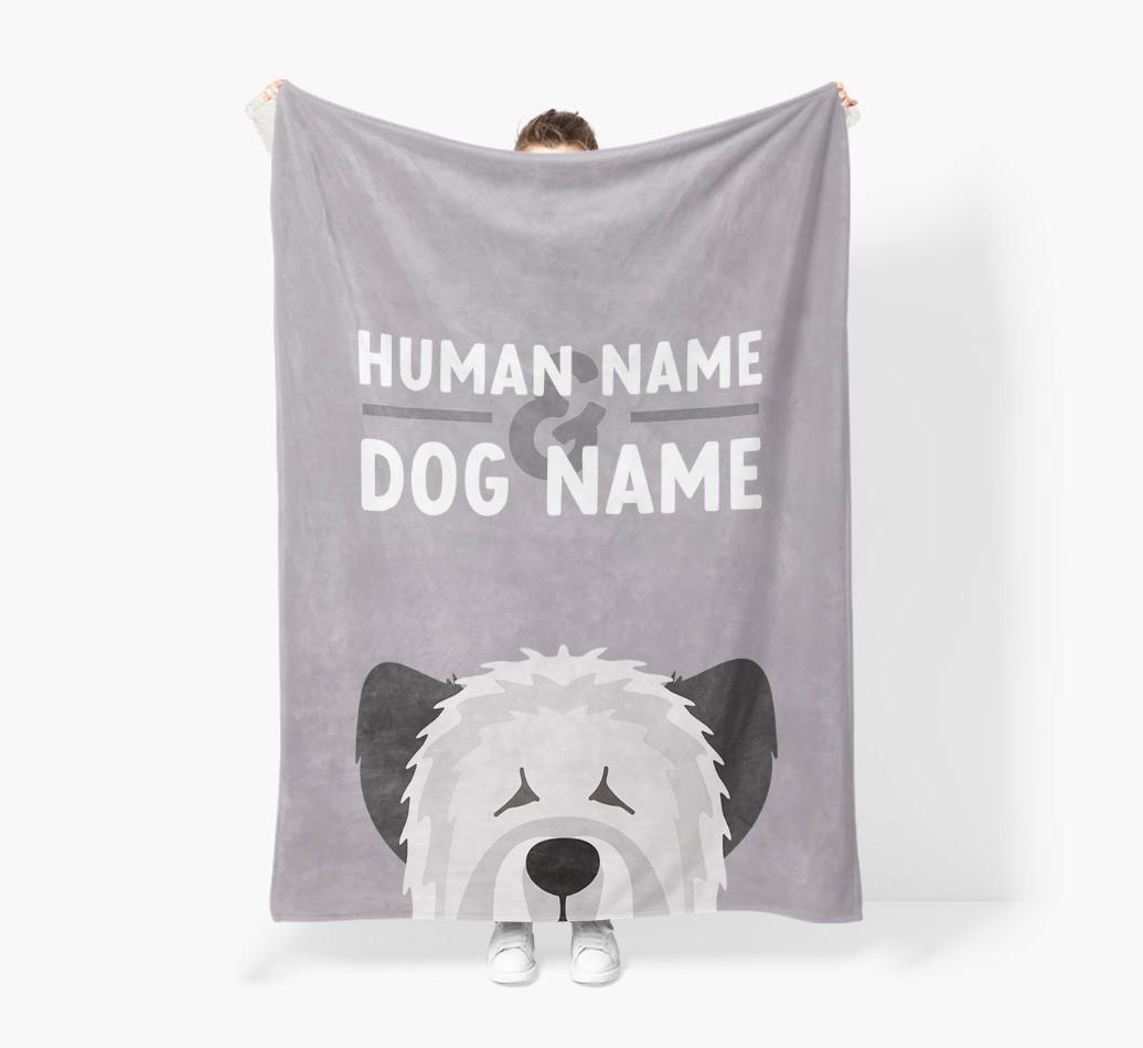 Human & Dog Name: Personalized {breedFullName} Premium Sherpa Fleece Blanket