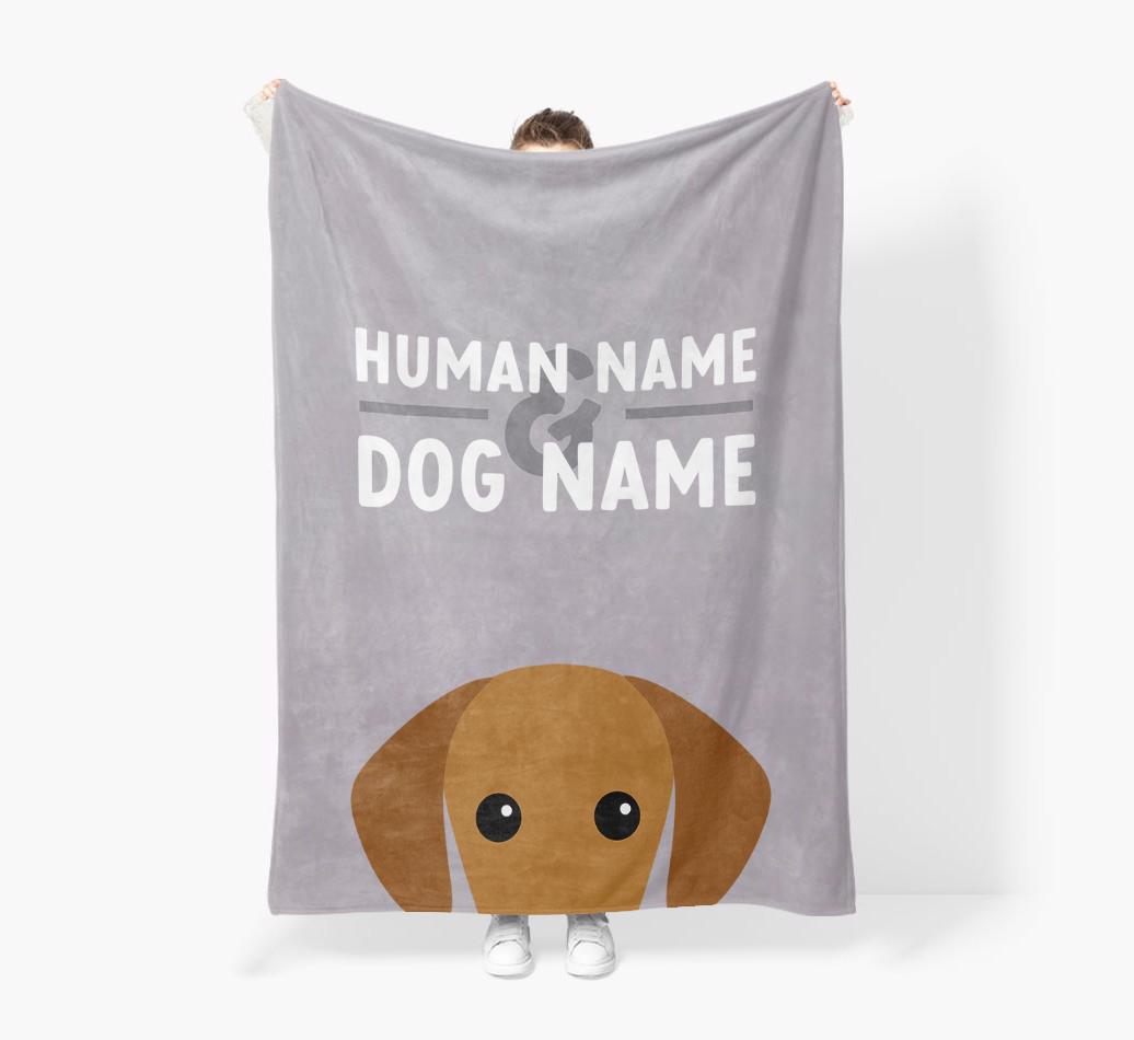 Human & Dog Name: Personalized {breedFullName} Premium Sherpa Fleece Blanket
