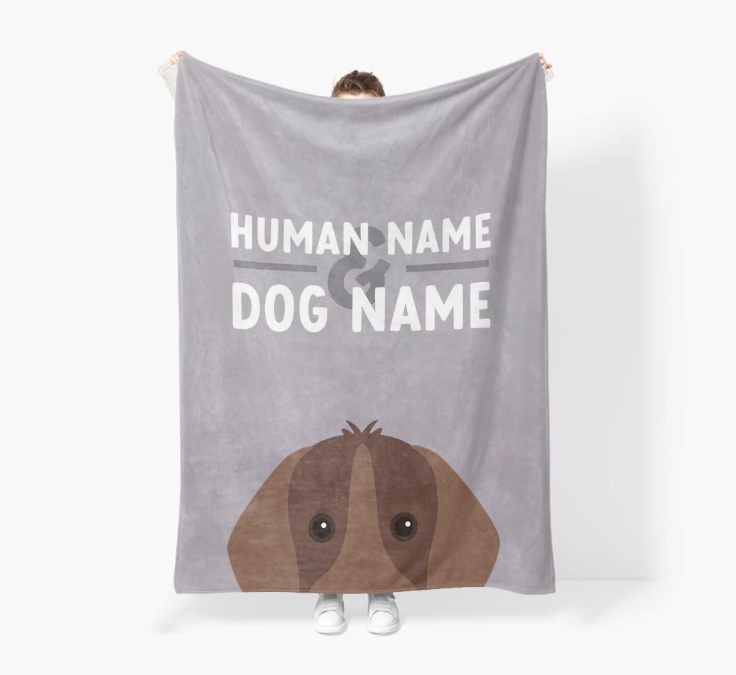 Human & Dog Name: Personalized {breedFullName} Premium Sherpa Fleece Blanket