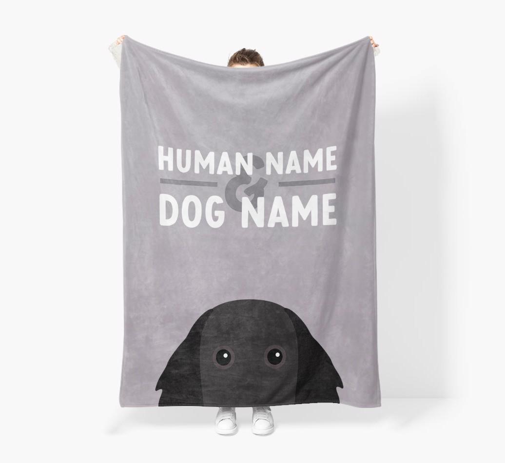 Human & Dog Name: Personalized {breedFullName} Premium Sherpa Fleece Blanket