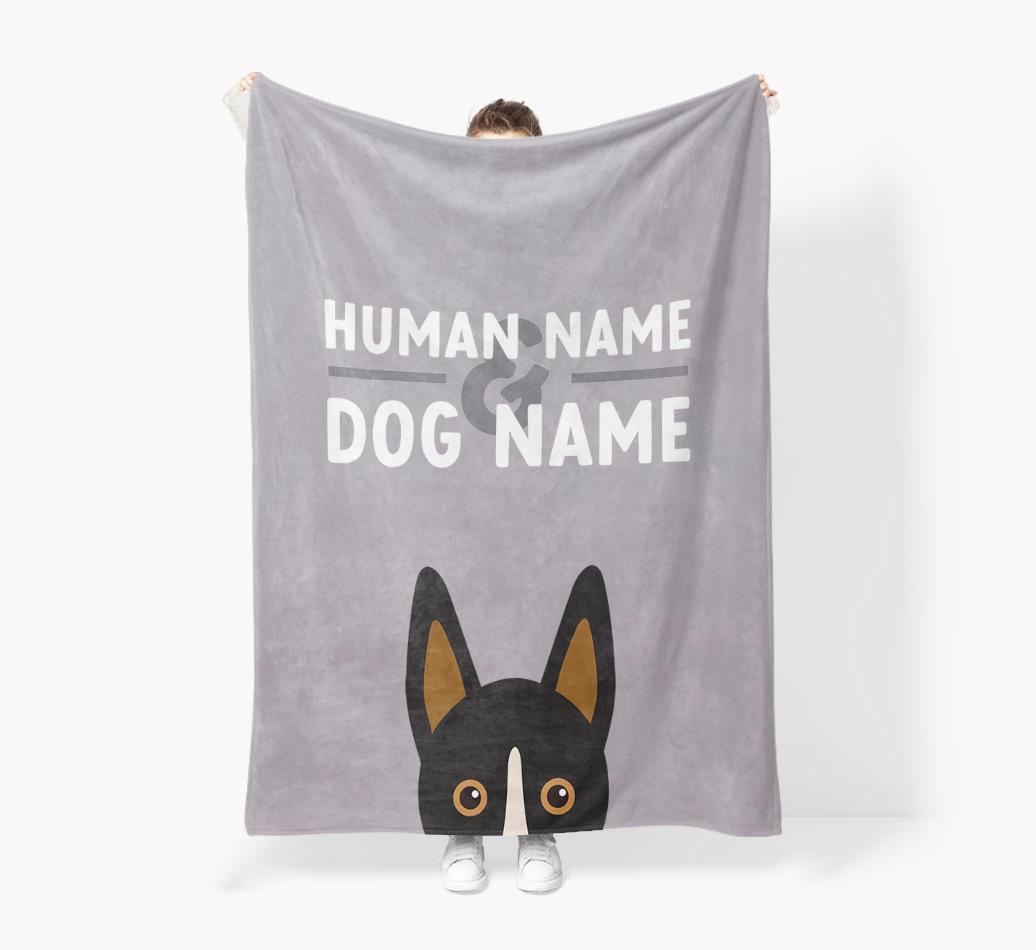 Human & Dog Name: Personalized {breedFullName} Premium Sherpa Fleece Blanket