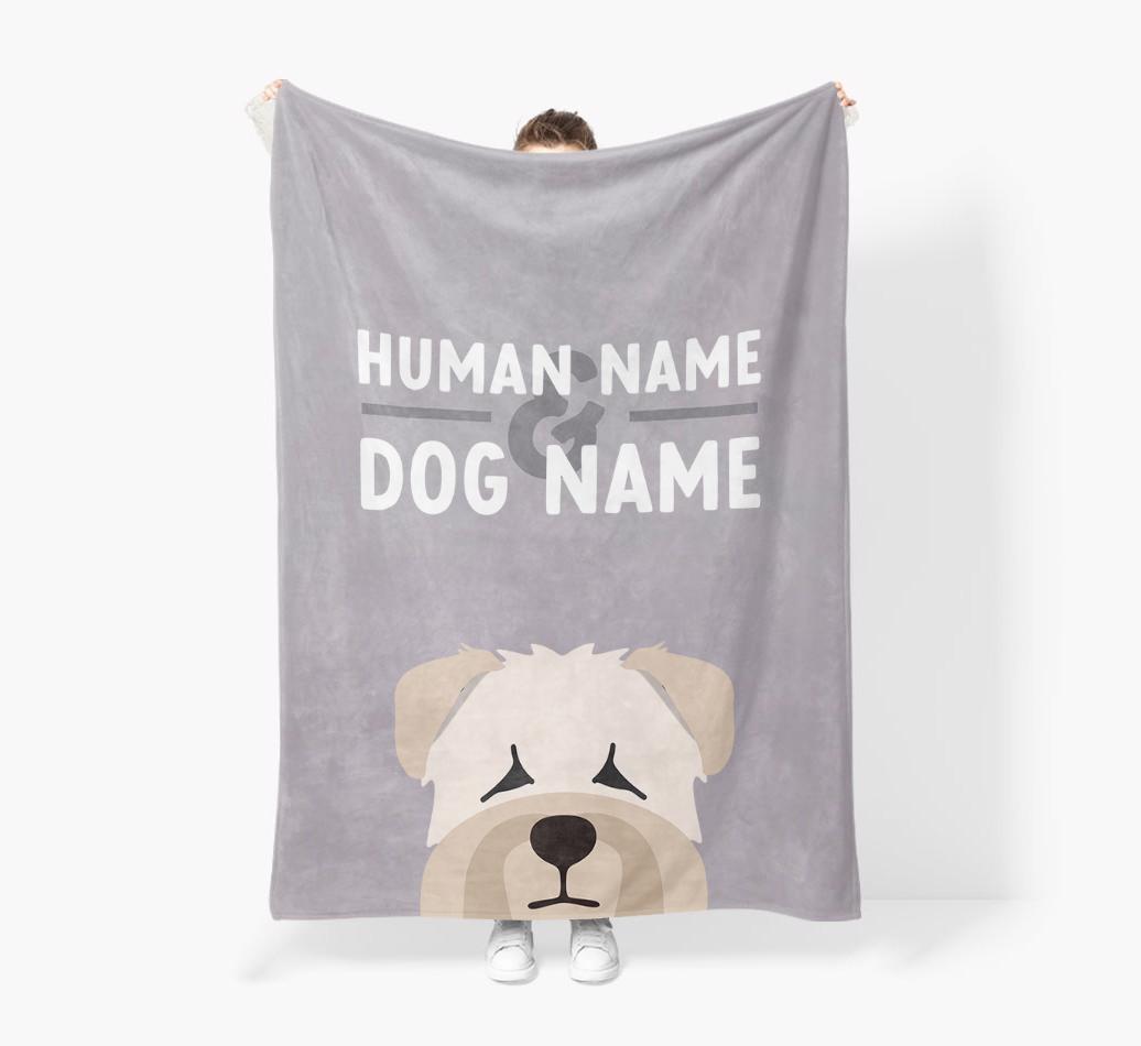 Human & Dog Name: Personalized {breedFullName} Premium Sherpa Fleece Blanket