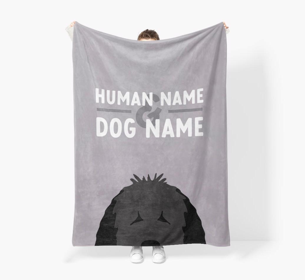 Human & Dog Name: Personalized {breedFullName} Premium Sherpa Fleece Blanket