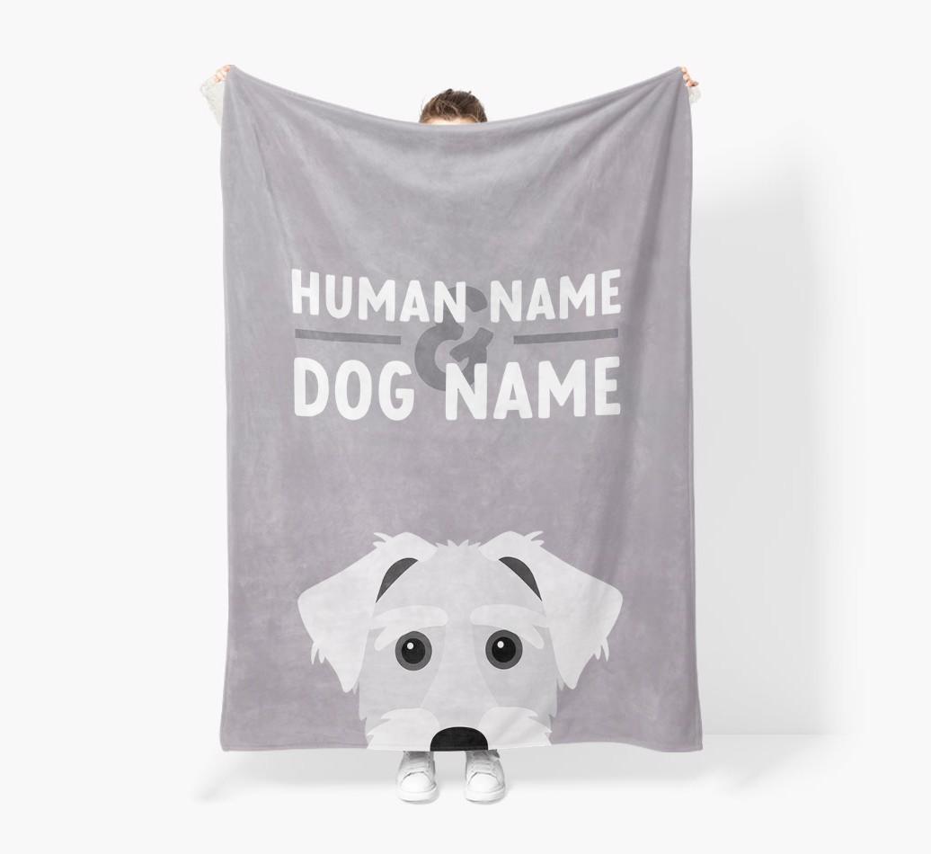 Human & Dog Name: Personalized {breedFullName} Premium Sherpa Fleece Blanket