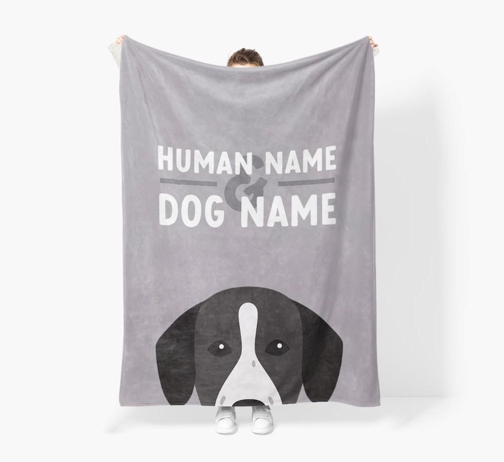 Human & Dog Name: Personalized {breedFullName} Premium Sherpa Fleece Blanket