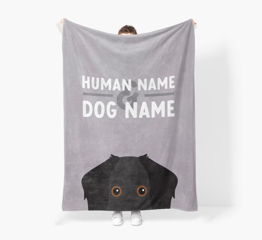 Human & Dog Name: Personalized {breedFullName} Premium Sherpa Fleece Blanket