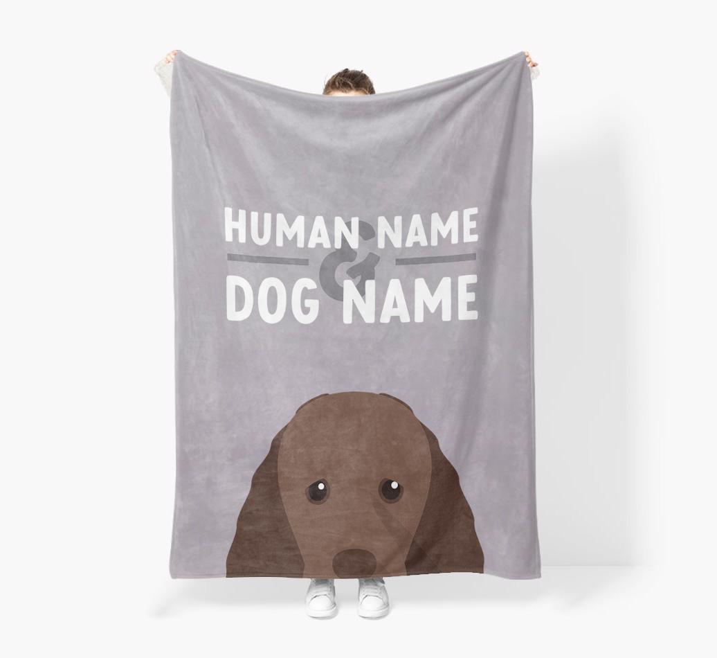 Human & Dog Name: Personalized {breedFullName} Premium Sherpa Fleece Blanket