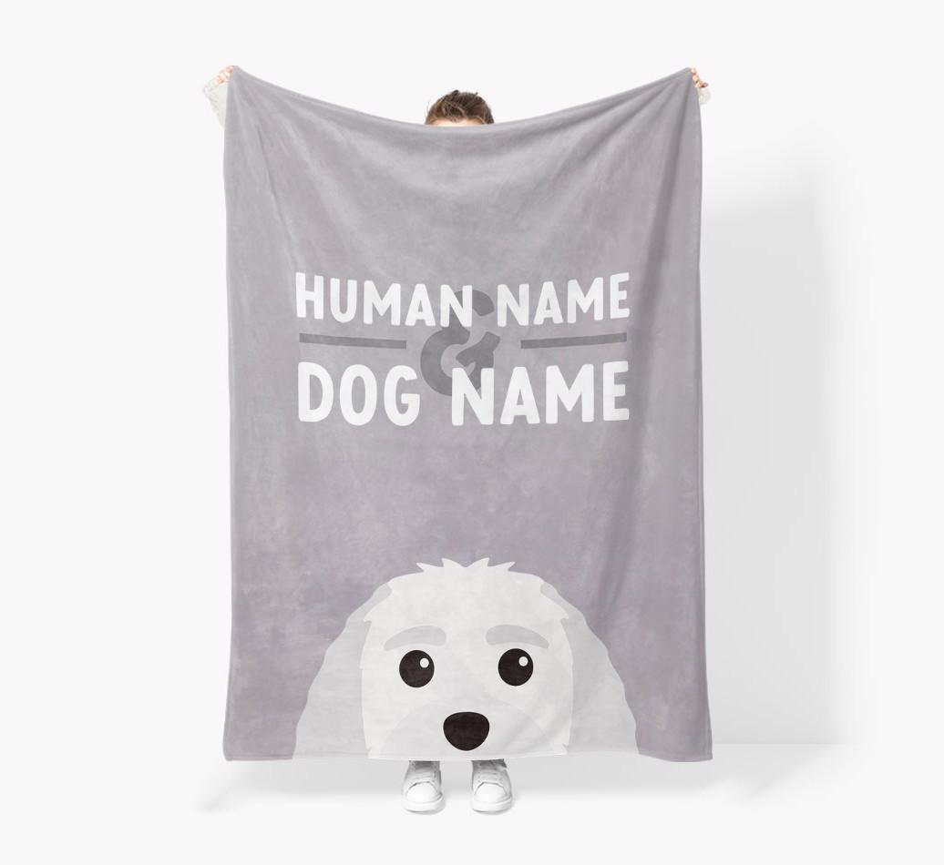 Human & Dog Name: Personalized {breedFullName} Premium Sherpa Fleece Blanket