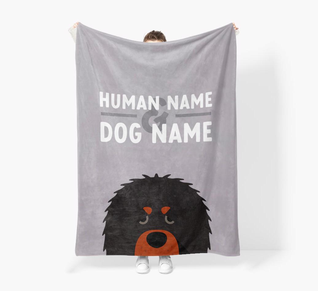 Human & Dog Name: Personalized {breedFullName} Premium Sherpa Fleece Blanket