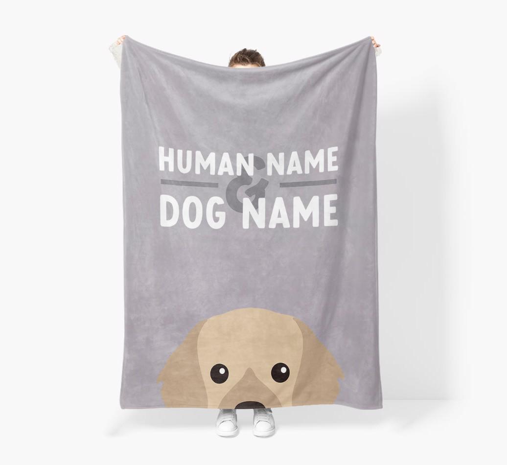 Human & Dog Name: Personalized {breedFullName} Premium Sherpa Fleece Blanket
