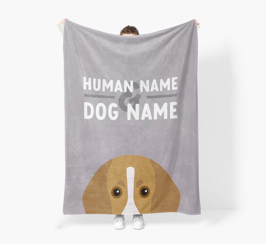 Human & Dog Name: Personalized {breedFullName} Premium Sherpa Fleece Blanket