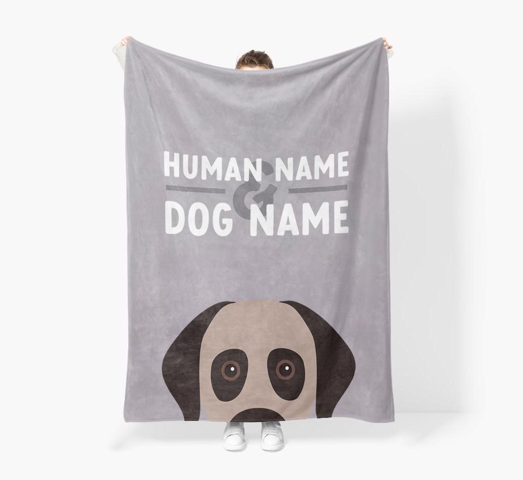 Human & Dog Name: Personalized {breedFullName} Premium Sherpa Fleece Blanket