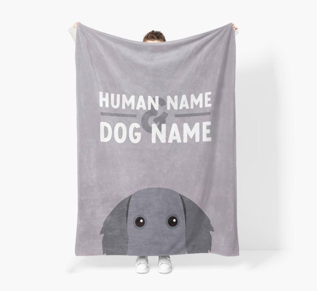 Human & Dog Name: Personalized {breedFullName} Premium Sherpa Fleece Blanket