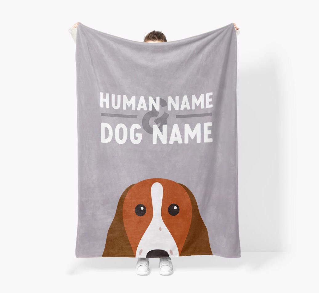 Human & Dog Name: Personalized {breedFullName} Premium Sherpa Fleece Blanket