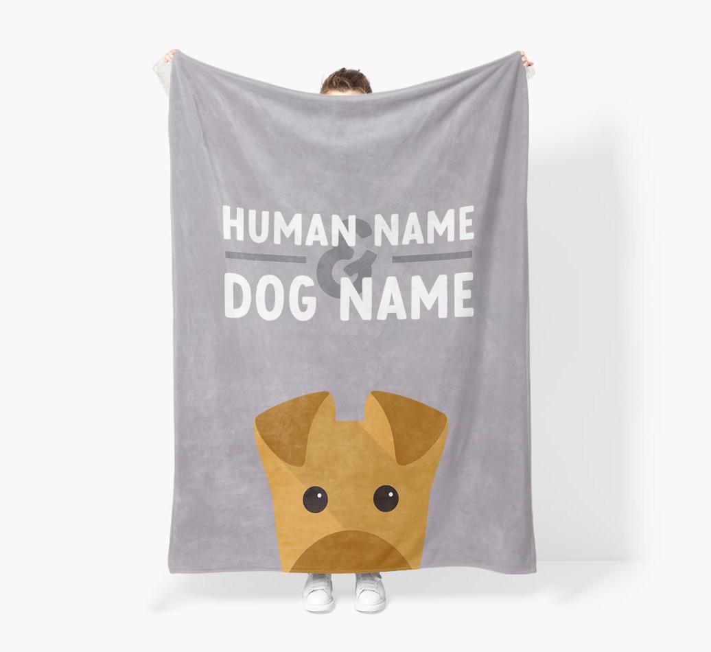 Human & Dog Name: Personalized {breedFullName} Premium Sherpa Fleece Blanket