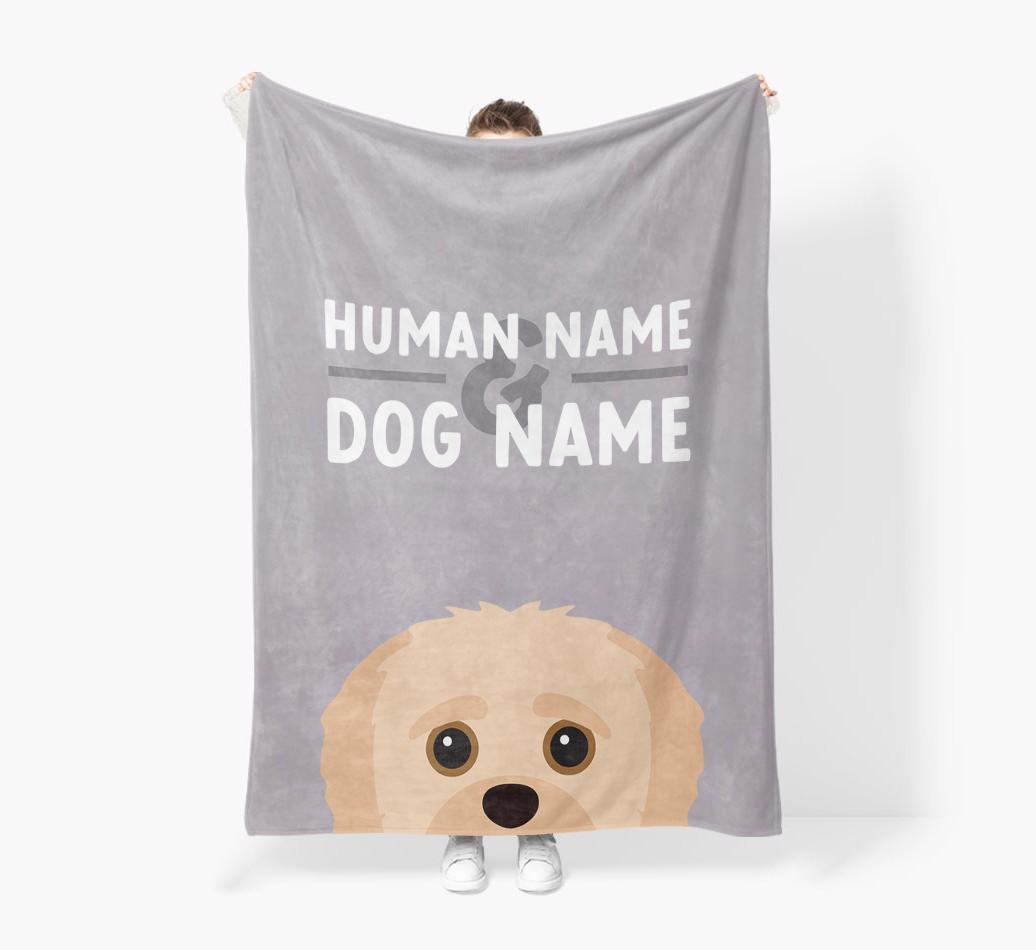 Human & Dog Name: Personalized {breedFullName} Premium Sherpa Fleece Blanket