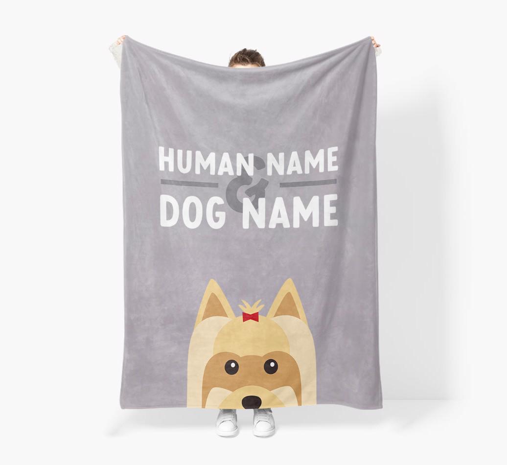 Human & Dog Name: Personalized {breedFullName} Premium Sherpa Fleece Blanket