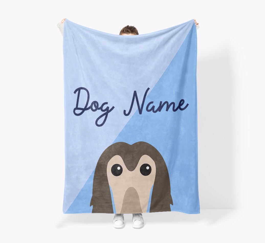 Peeking Name: Personalised {breedFullName} Premium Sherpa Fleece Blanket