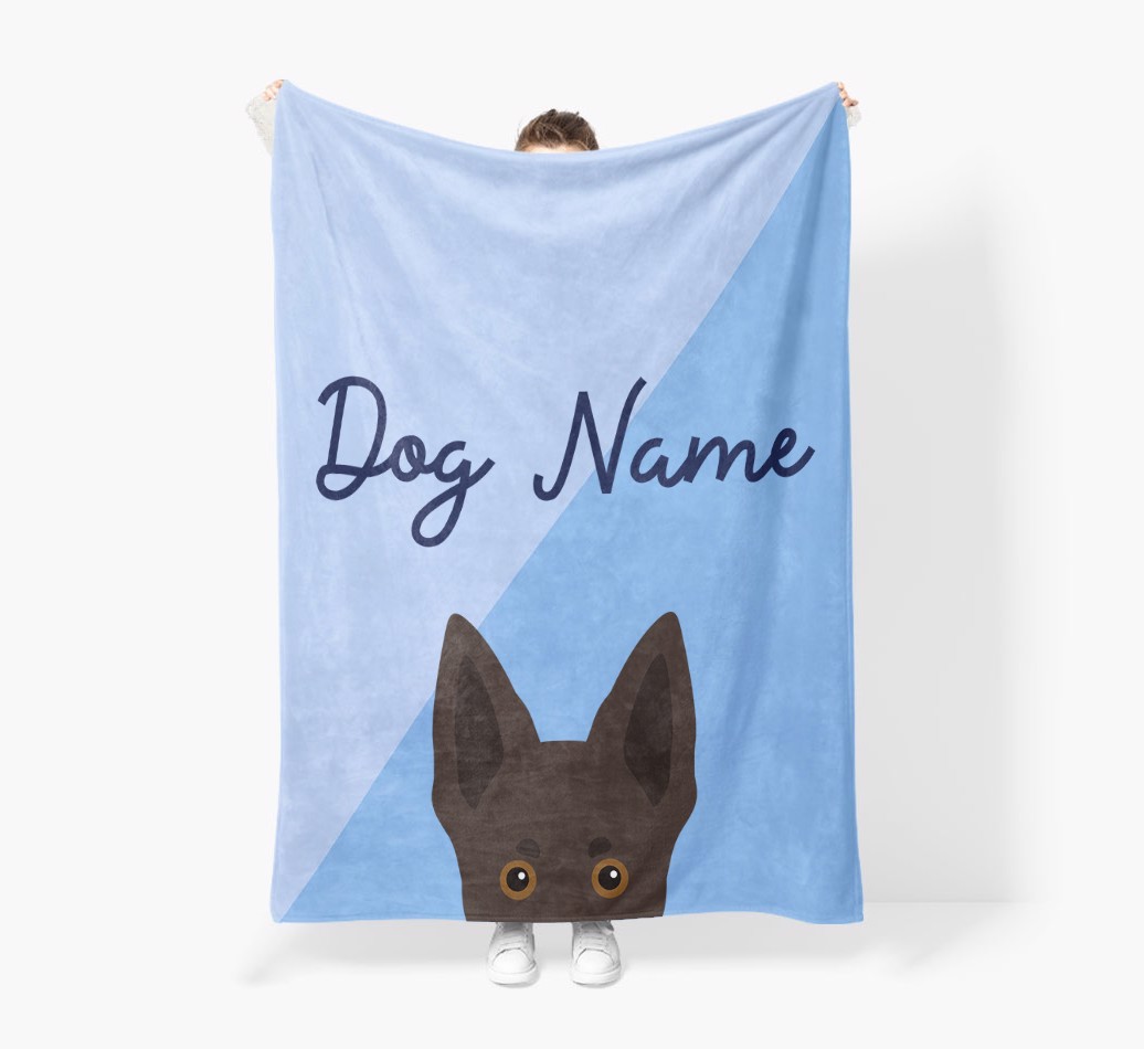 Peeking Name: Personalised {breedFullName} Premium Sherpa Fleece Blanket