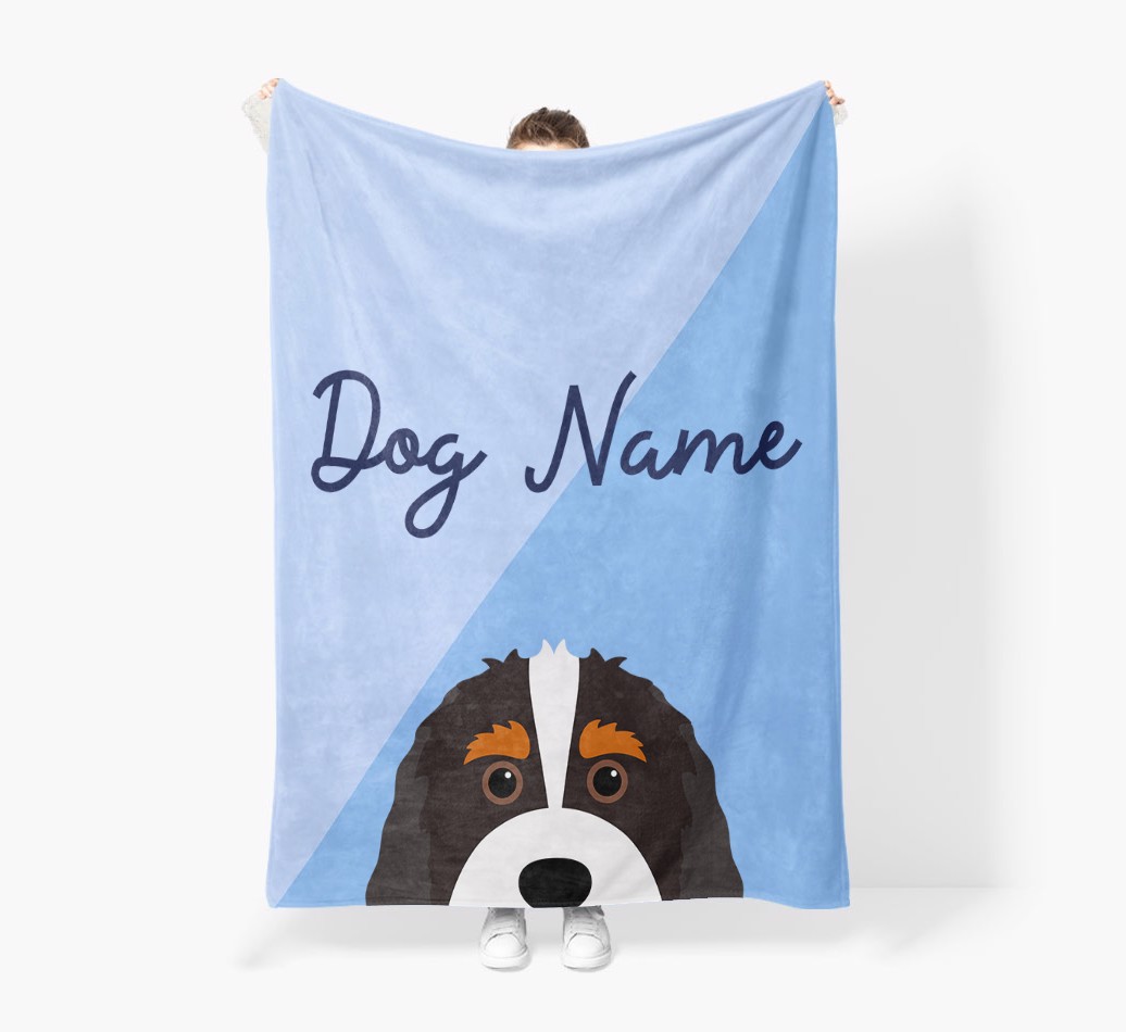 Peeking Name: Personalised {breedFullName} Premium Sherpa Fleece Blanket