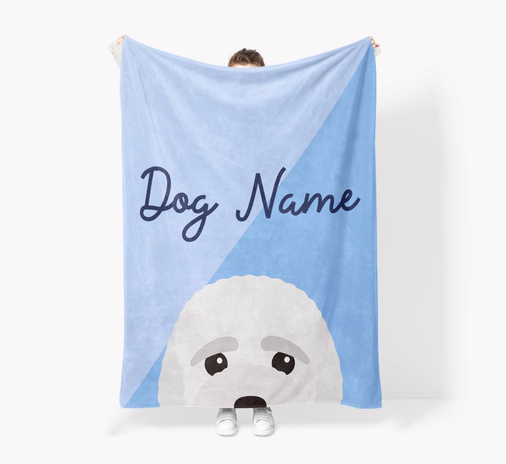 Peeking Name: Personalised {breedFullName} Premium Sherpa Fleece Blanket