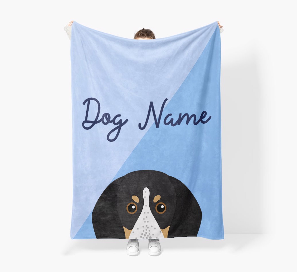 Peeking Name: Personalised {breedFullName} Premium Sherpa Fleece Blanket